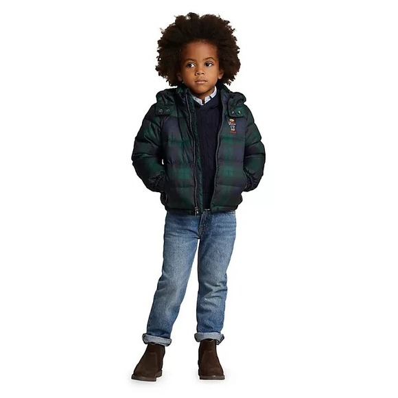 Polo Ralph Lauren Baby Boys Polo Bear Plaid Down Hooded Jacket Size‎ 9 Months 9 - Picture 4 of 10